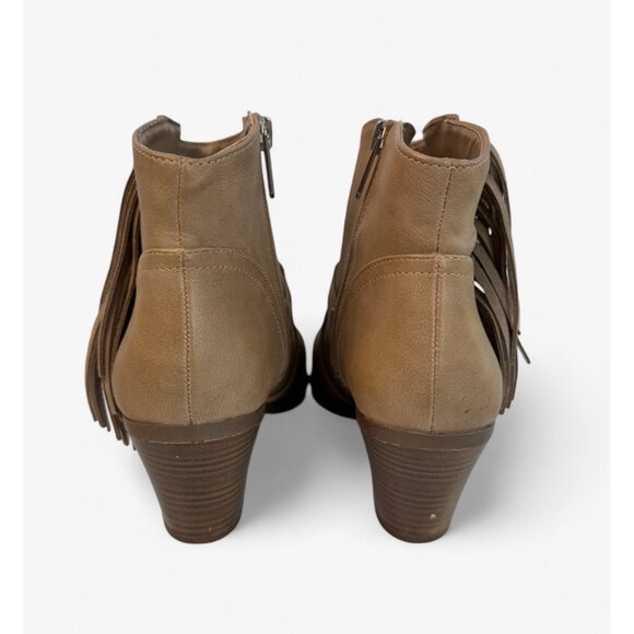 Sam Edelman Womens Leah Ankle Bootie Boot 8.5 M Tan Fringe Side Zip READ - Picture 4 of 10